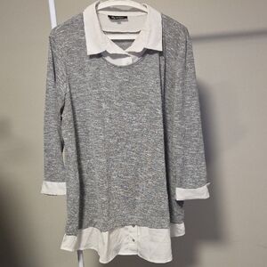 Lily Morgan Women's 2X Gray and White Tunic Top